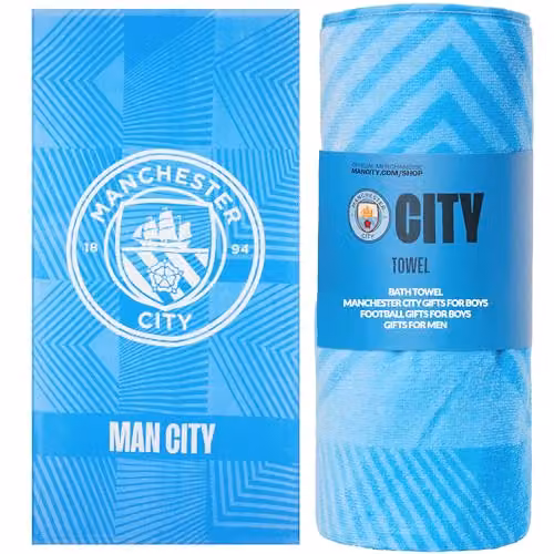 Manchester City F.C. Blue Cotton Quick Drying Bath Towel, W: 137 cm, H: 69 cm