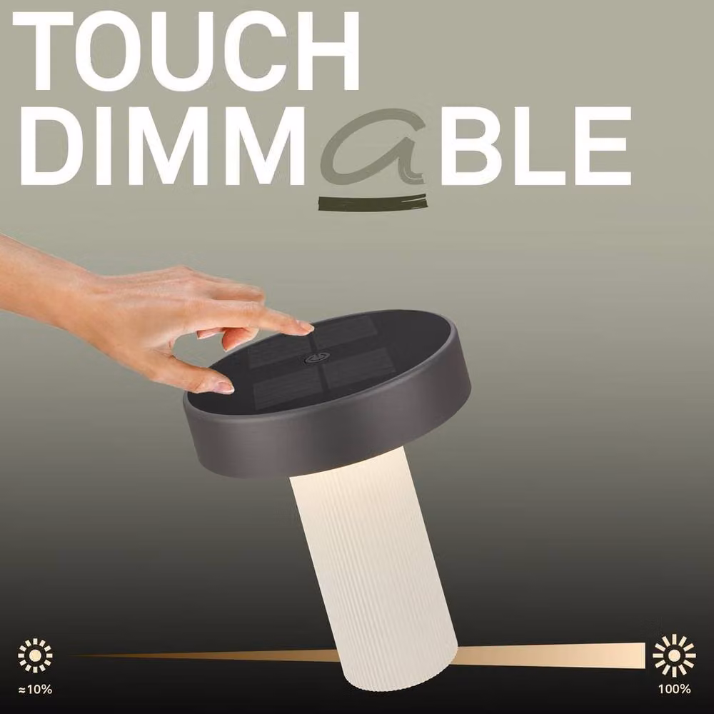 Briloner Poga Rechargeable LED Table Lamp with Solar Panel and Touch Dimmer, Off-white Anthracite, H x W x D: 20 x 16 x 16 cm – 6