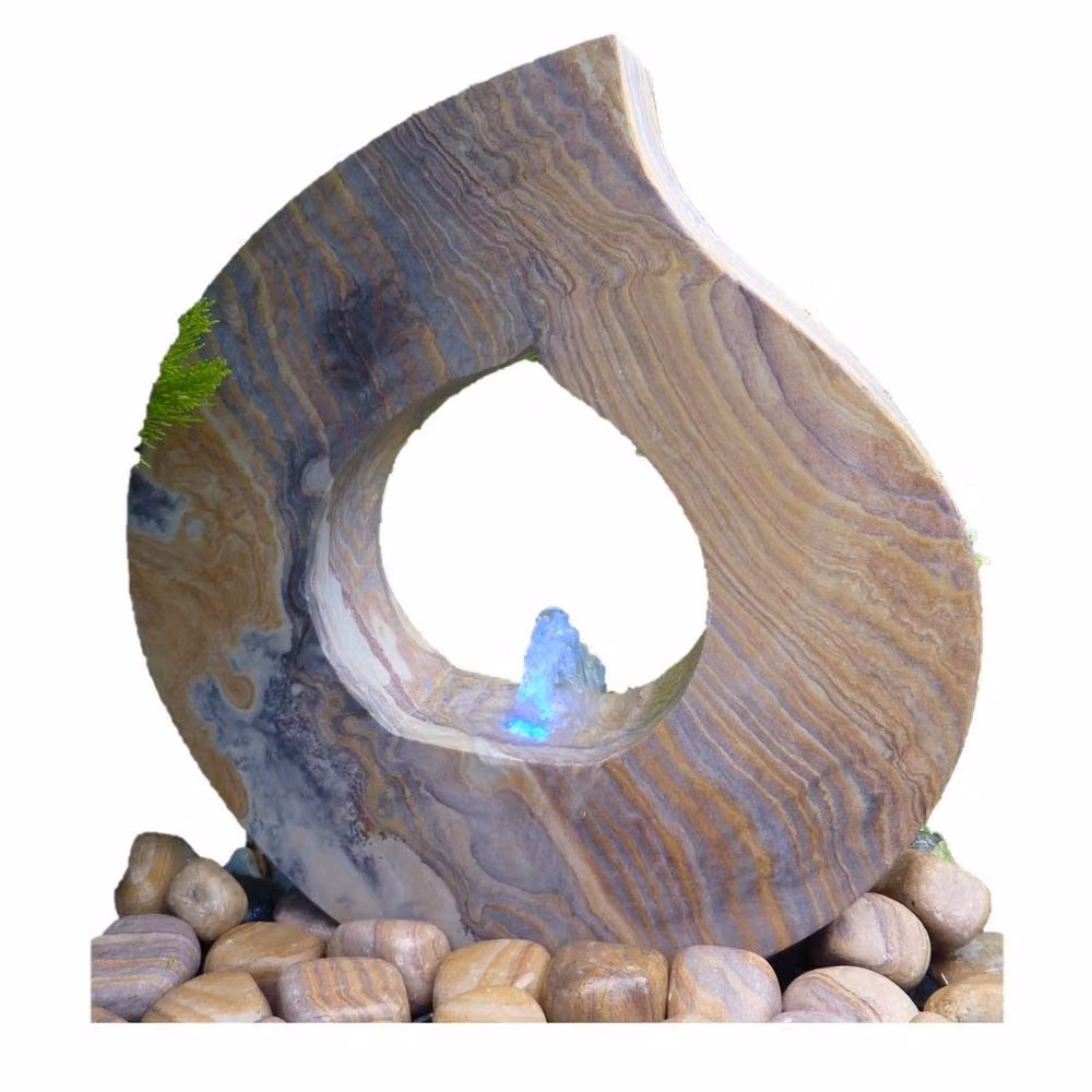 Buttercup Farm Rainbow Babbling Flame Water Feature with Pump and Light in Brown – 2