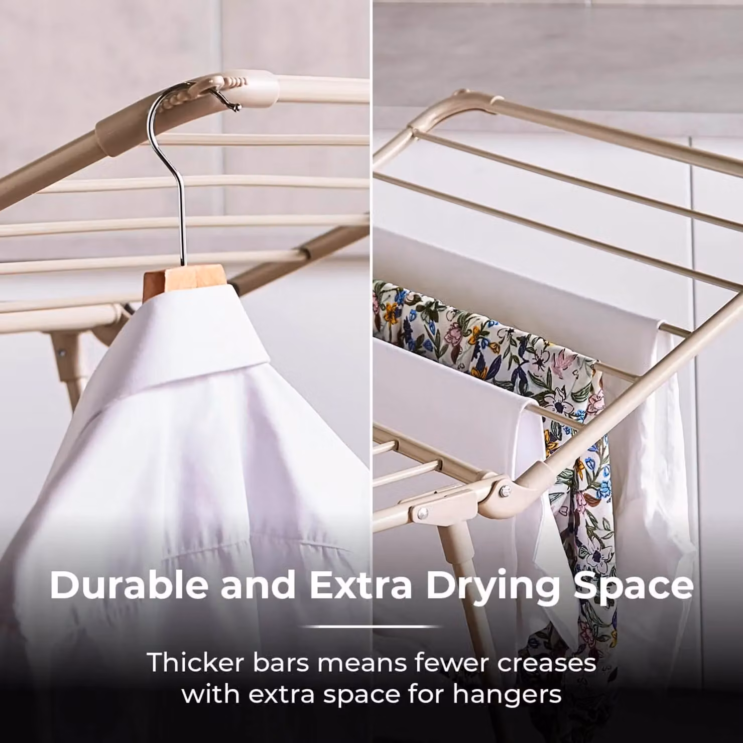 Tower T873023MSH Beige Winged Airer with 27 Clip Slots, 4 Hanging Slots and Foldable Metal Design – 2