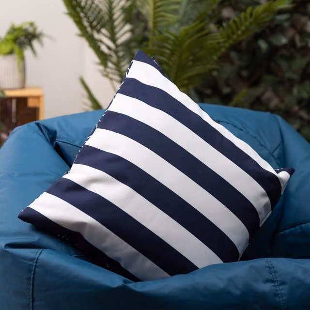Icon Deck Stripe Reversible Navy Blue Square Outdoor Cushion