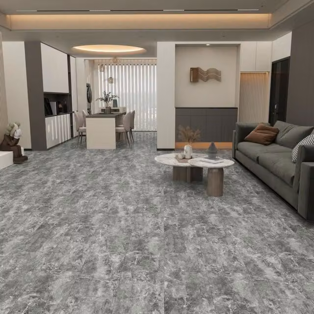 Durova Marbled Limestone SPC Flooring in Grey Stone Look