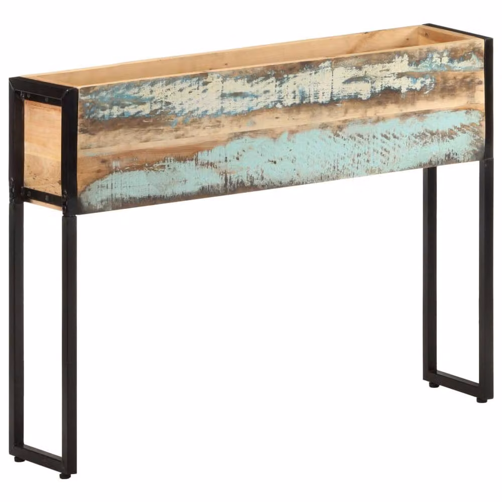 Berkfield Home Planter in Brown Reclaimed Wood and Metal, W/D/H: 90 x 20 x 68 cm – 2
