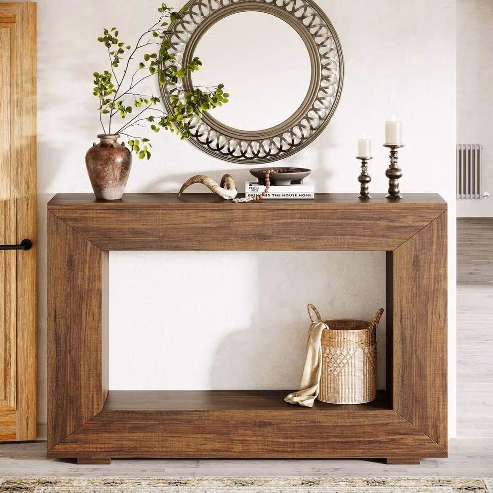VOGREX Rustic Farmhouse Wooden Console Table in Brown – 2