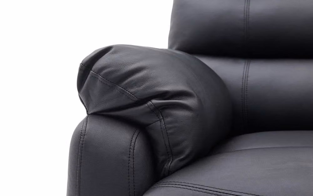 Home Detail Carter 3 Seater L-Shape Sofa in Black Faux Leather with Right-Hand Chaise and Left-Hand Manual Recliner – 3