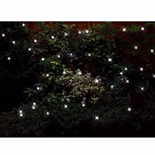 Smart Garden Products Solar Powered LED String Lights with 50 White Lights and Dusk Sensor