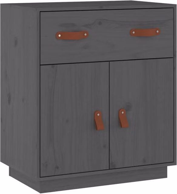 Berkfield Home Grey Rustic Solid Wood Pine Sideboard W/D/H: 65.5 x 40 x 75 cm