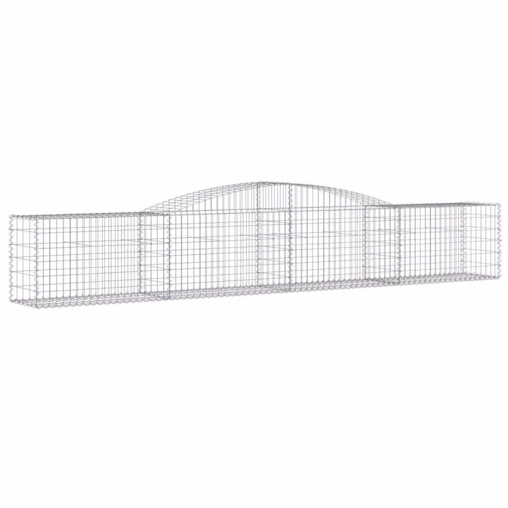 Berkfield Home Arched Gabion Basket in Silver Galvanised Steel, W: 400 cm, D: 50 cm, H: 60/80 cm – 2