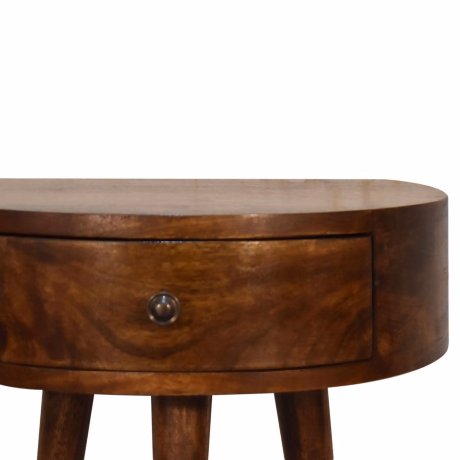Aosom UK Solid Mango Wood Semi-Circular Bedside Table with Drawer and Nordic Legs, Brown, W/D/H: 40 x 32 x 52 cm – 4