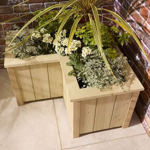 Rowlinsons Signature Heritage Corner Planter in Light Brown, W78.5 x D78.5 x H42 cm – 2