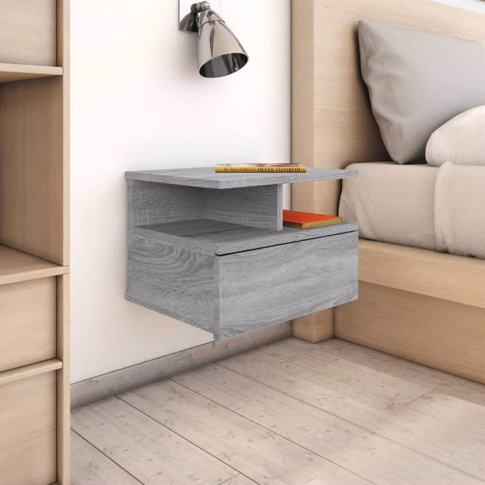 Berkfield Home Grey Sonoma Decorative Floating Nightstand, W: 40 cm, D: 31 cm, H: 27 cm – 2