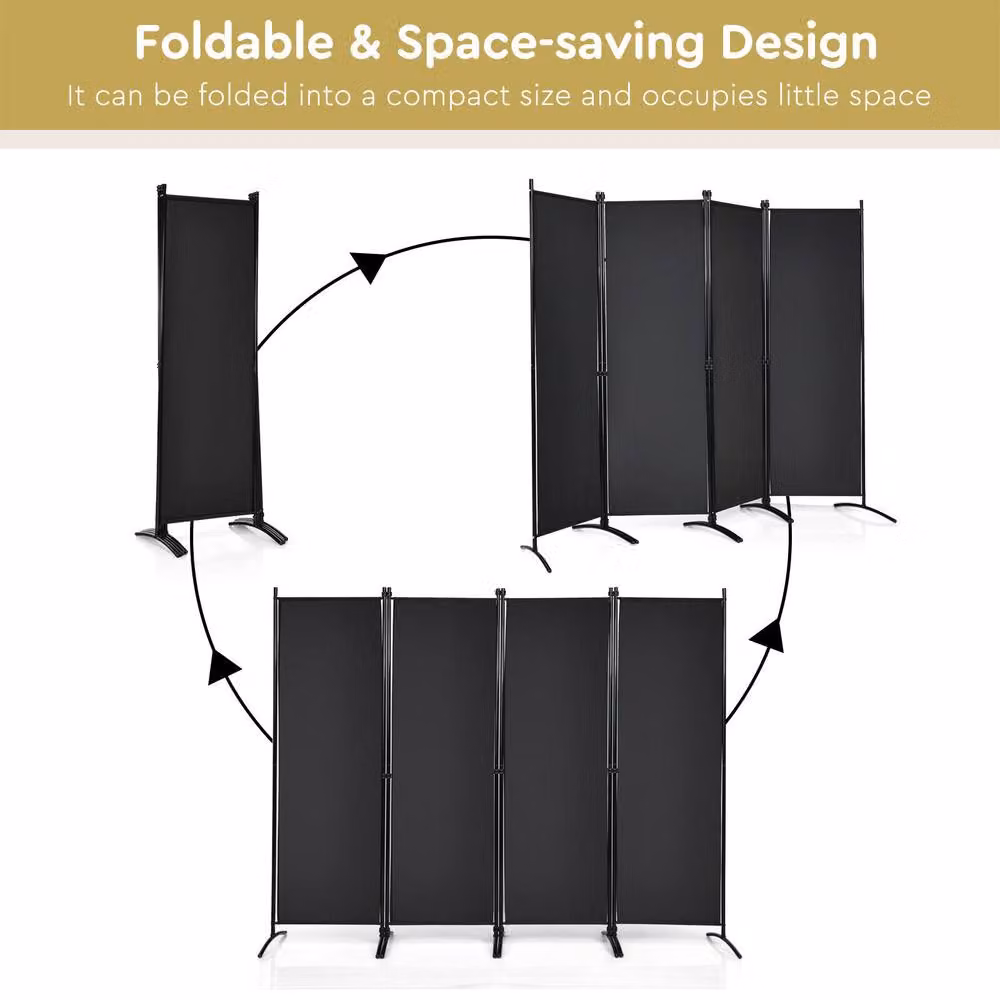 Costway 4-Panel Folding Privacy Screen Room Divider in Black – 5