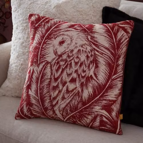 Wylder Albus Jacquard Chenille Cushion in Red, W/D/H: 45 x 45 x 45 cm – 5
