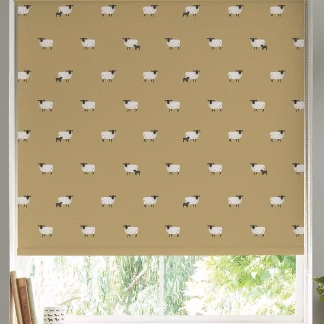 Sophie Allport Sheep Made to Measure Roller Blind in Ochre Yellow