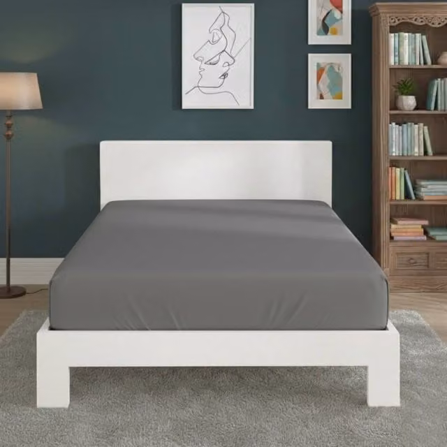 Snug City Grey Polycotton Extra Deep Fitted Sheet, King Size, W/D/H: 180 x 200 x 40 cm