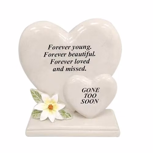 David Fischhoff Floral Heart Memorial Plaque in White, Yellow and Beige