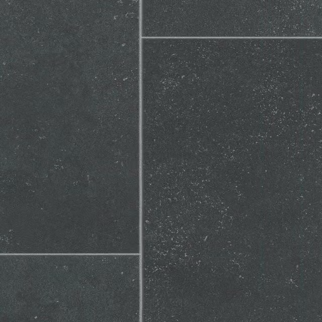 Vinyl Flooring UK Dark Grey Stone Tile Effect 2.0mm Vinyl Flooring Sheet in Black, W: 100 cm, L: 300 cm