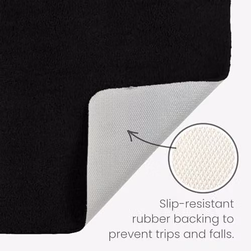 Allure Bath Fashions Luxury Microfibre Non-Slip Pedestal Toilet Mat, Black, W/D: 50 x 50 cm – 4