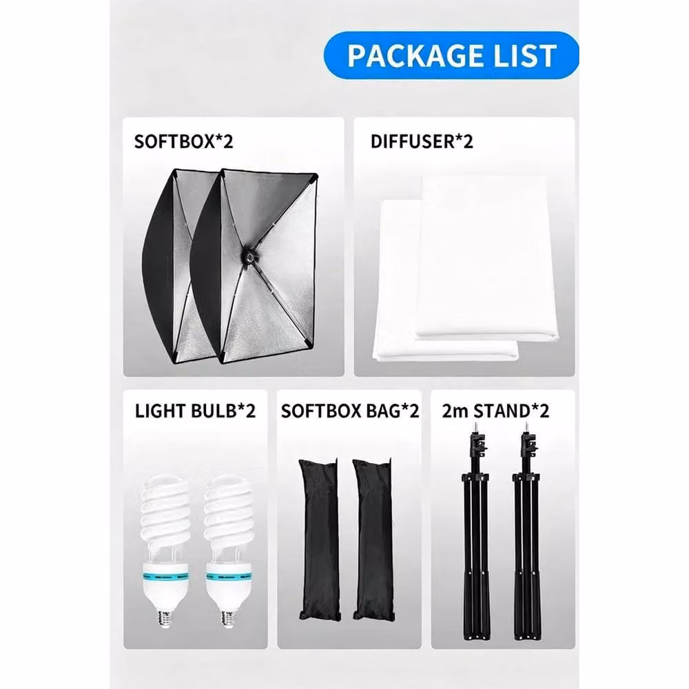 SPETLEK 2x 150W Dimmable LED Softbox Lighting Set in Black – 2