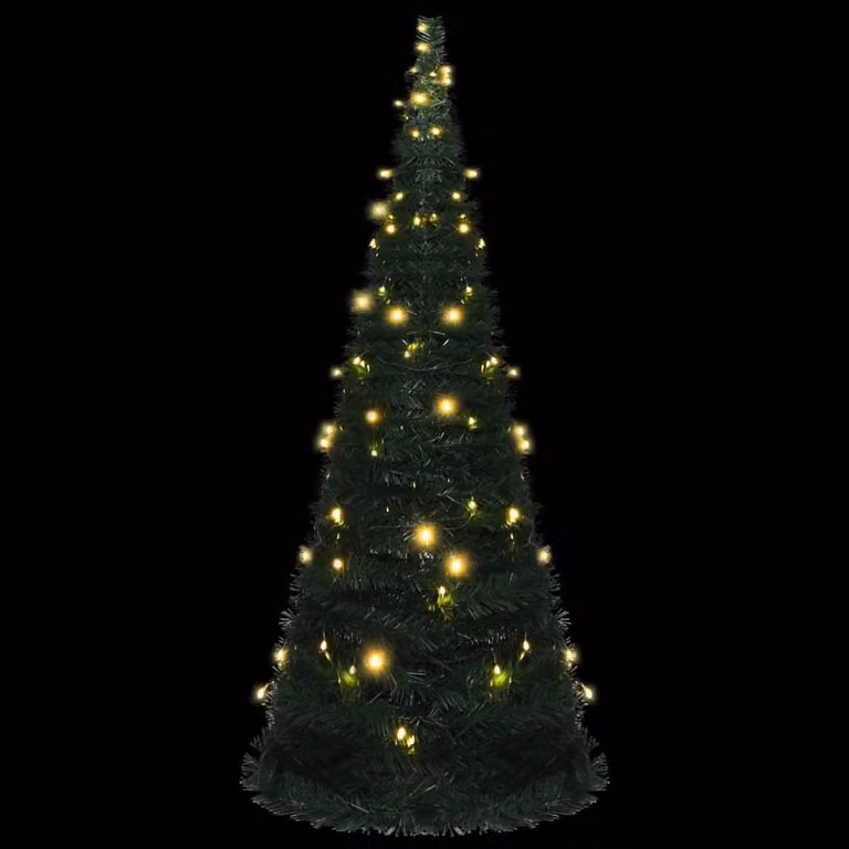 Berkfield Home Pop-up String LED Pre-lit Artificial Christmas Tree in Green, Height: 210 cm