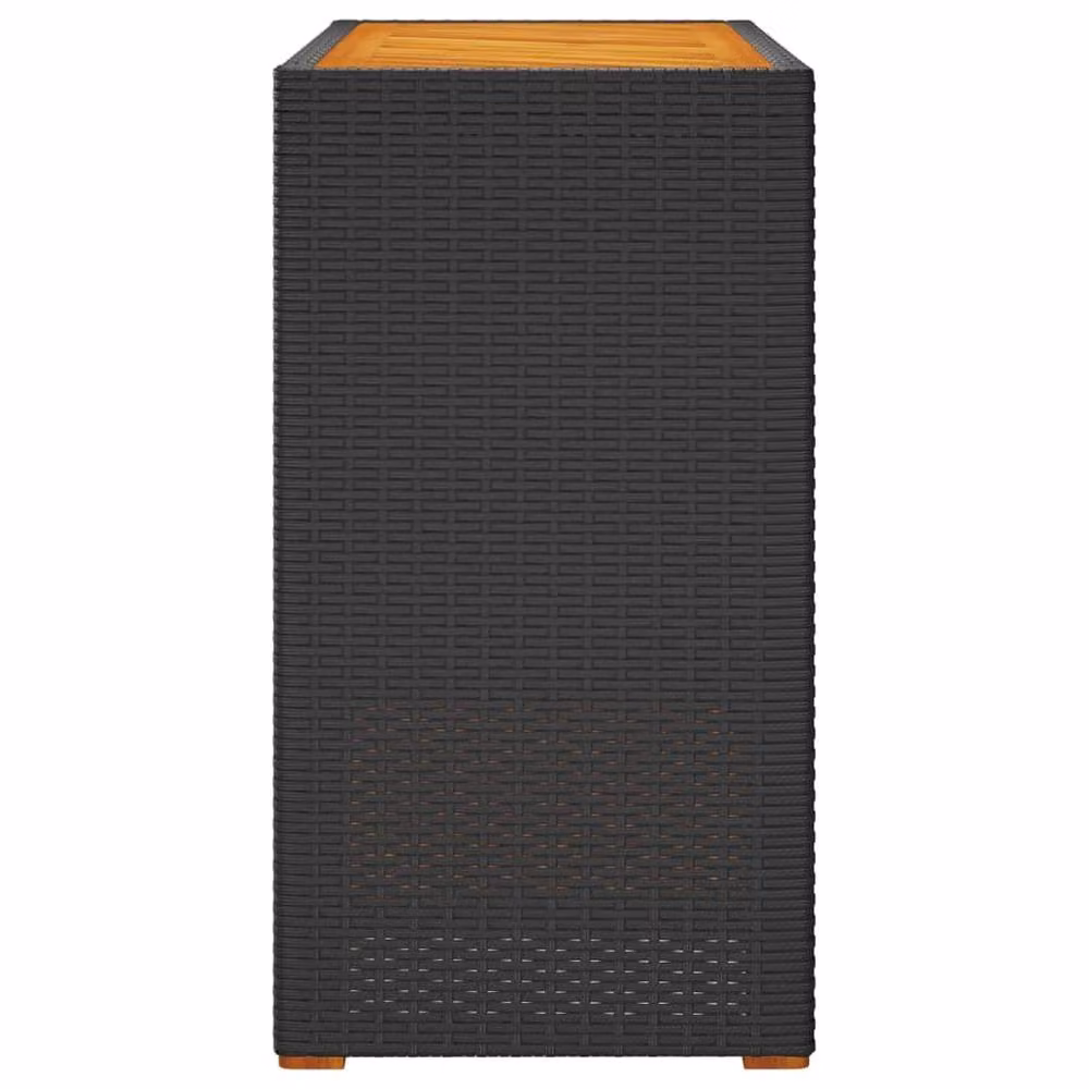 Berkfield Home Modern Garden Side Table with Black Poly Rattan and Acacia Wood Top, W/D/H: 100 x 40 x 75 cm – 2