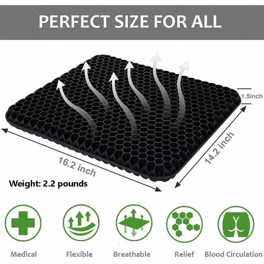 NESTLUNE Premium All Gel Orthopedic Seat Cushion Pad in Black, W/D: 120 x 90 cm – 2