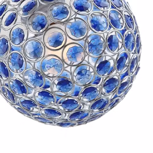 Happy Homewares Modern Round Sphere Pendant Shade in Blue and Chrome with 18 cm Diameter – 2