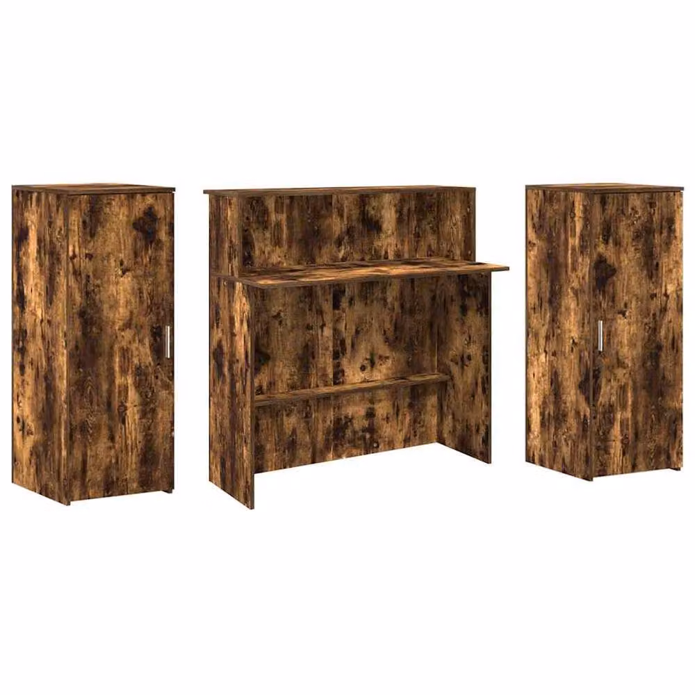 Berkfield Home Smoked Oak Reception Desk in Brown, W/D/H: 180 x 50 x 103.5 cm – 4