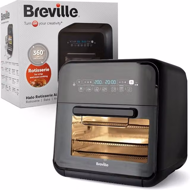 Breville 10L Digital Air Fryer Oven with Rotisserie, 2000W, Black and Grey