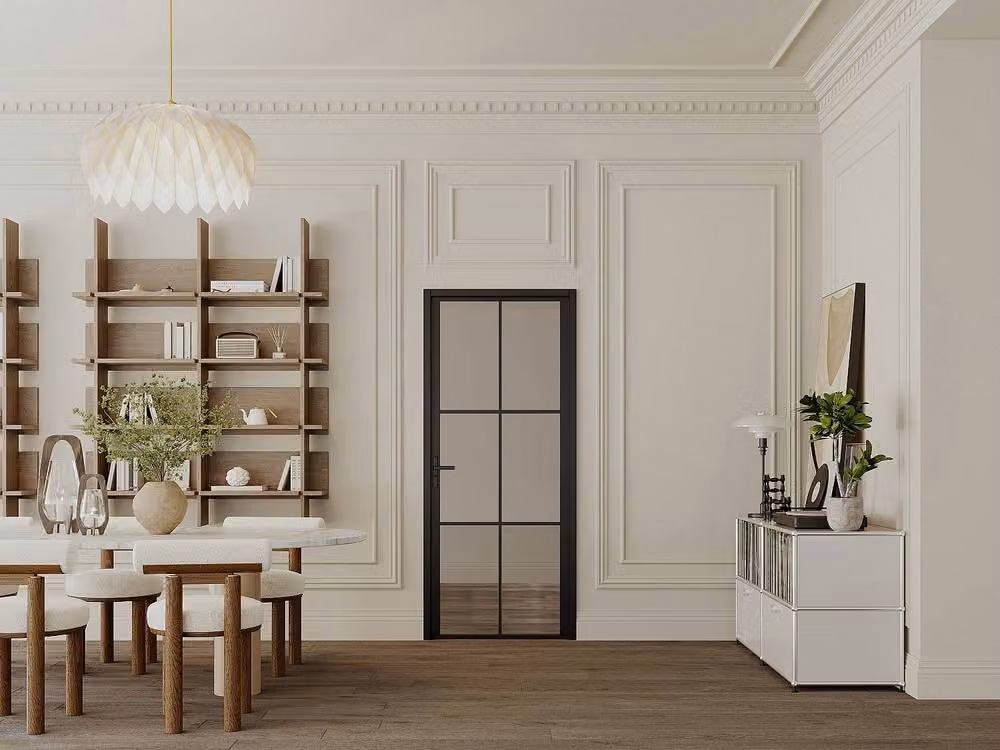 Vente-unique Reversible Swing Door in Black Aluminium and Smoked Tempered Glass, H: 204 cm x W: 83 cm – 2