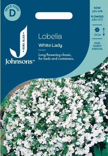 Johnsons Seeds Lobelia White Lady Flower Seeds