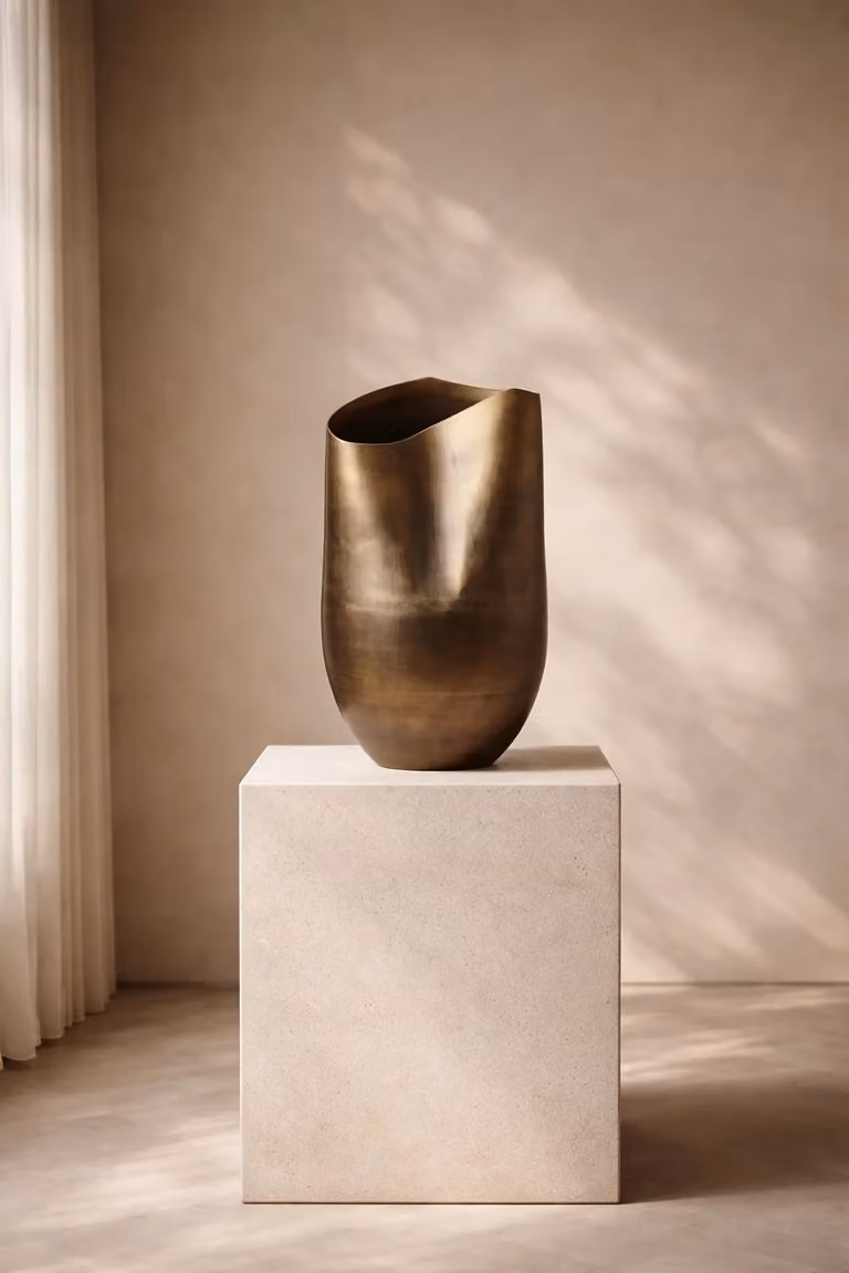 Tommy Franks Tromba II Modern Ceramic Tabletop Pot, Brown, W/D/H: 40 x 40 x 65 cm