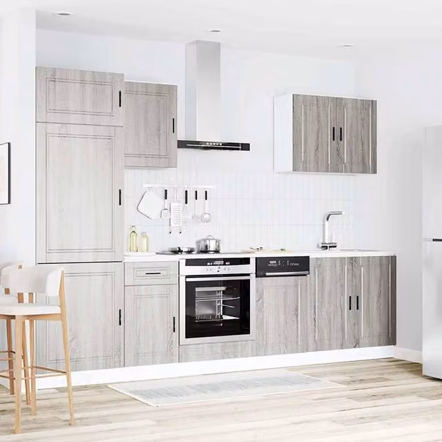 Berkfield Home Kalmar 7 Piece Modern Kitchen Cabinet Set in Grey Sonoma Engineered Wood