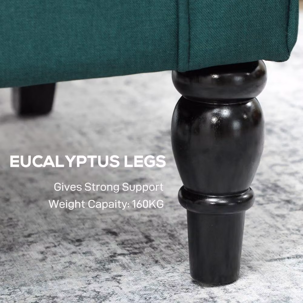 Wyld Haus Redi Retro Wingback Armchair in Dark Green with Diamond Button Tufting, W/D/H: 74.0 x 102.0 x 86.0 cm – 7