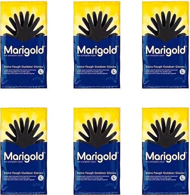 Marigold Extra Tough Outdoor Rubber Gloves in Black, Large