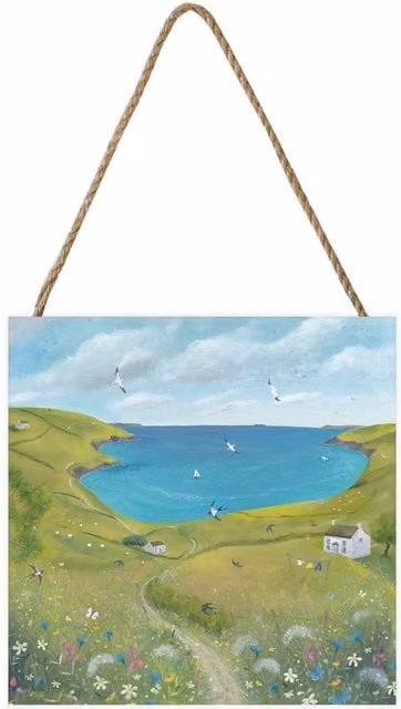 Julia Crossland Along The Coast Path Multicolour Wooden Block Landscape Painting Reproduction