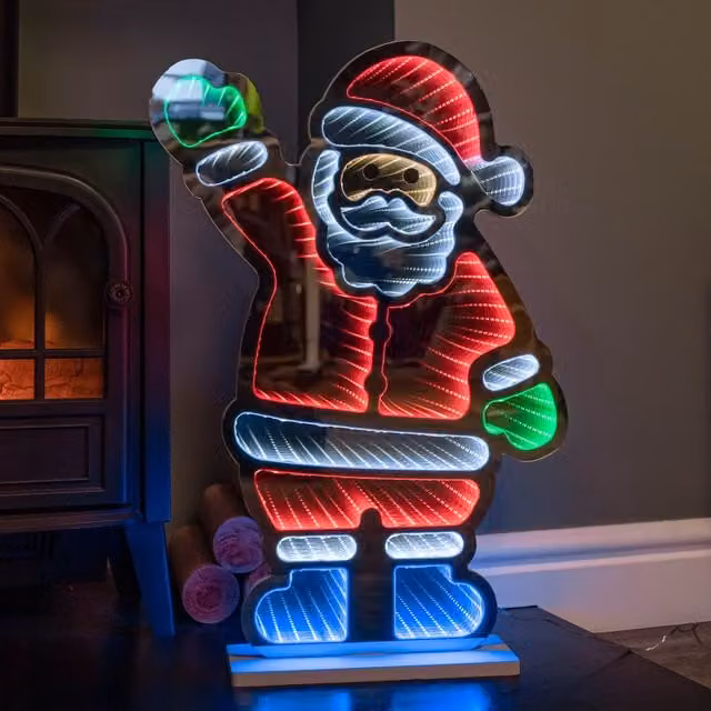 Samuel Alexander 60cm Waving Santa Christmas Infinity Decoration with Multi-Coloured LEDs – 1