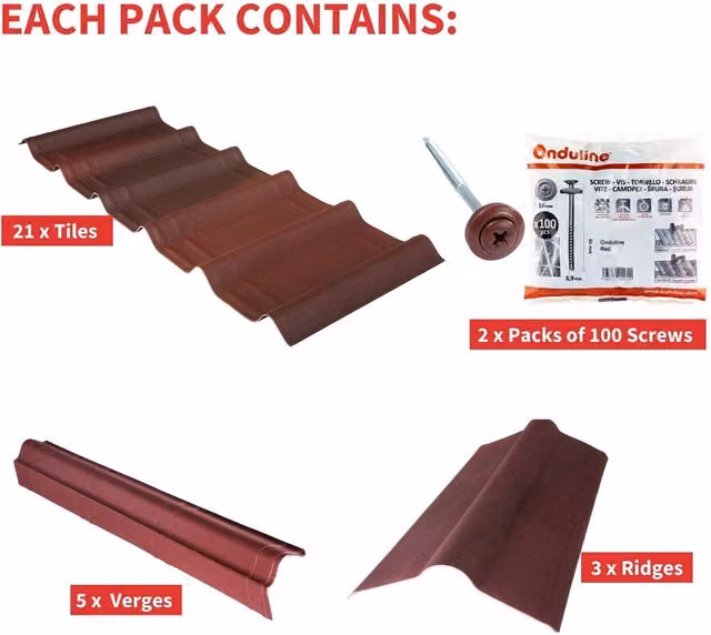 Onduline Onduvilla Roof Kit, 6.5m2, Shaded Red