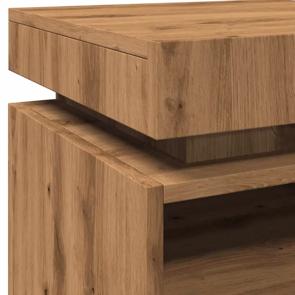 Berkfield Home Bedside Cabinet in Artisan Oak Brown with Integrated LED Lights W/D/H: 40 x 39 x 48.5 cm – 5