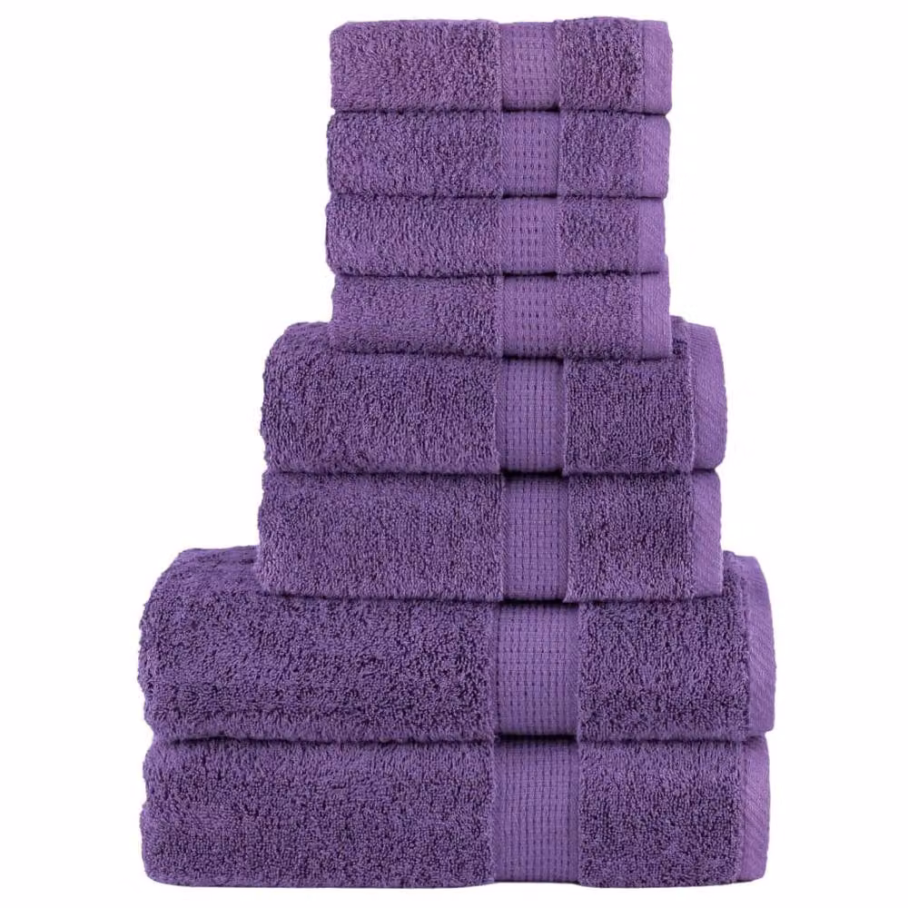 Berkfield Home SOLUND 8 Piece Premium Cotton Terry Towel Set in Purple, 600 gsm – 2