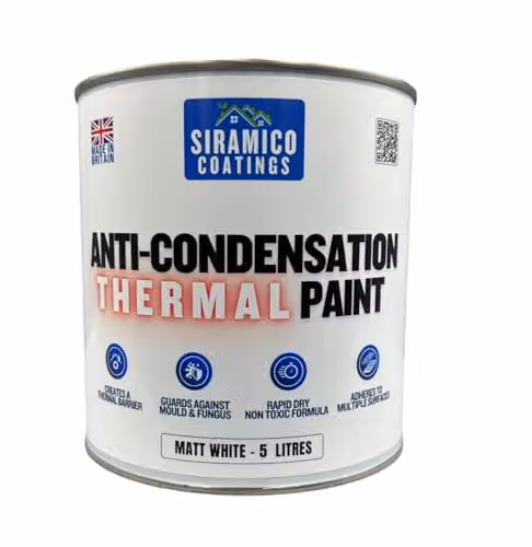 SIRAMICO COATINGS Anti-Condensation Water-Based Dispersion Paint in Matte White, 5 Litres
