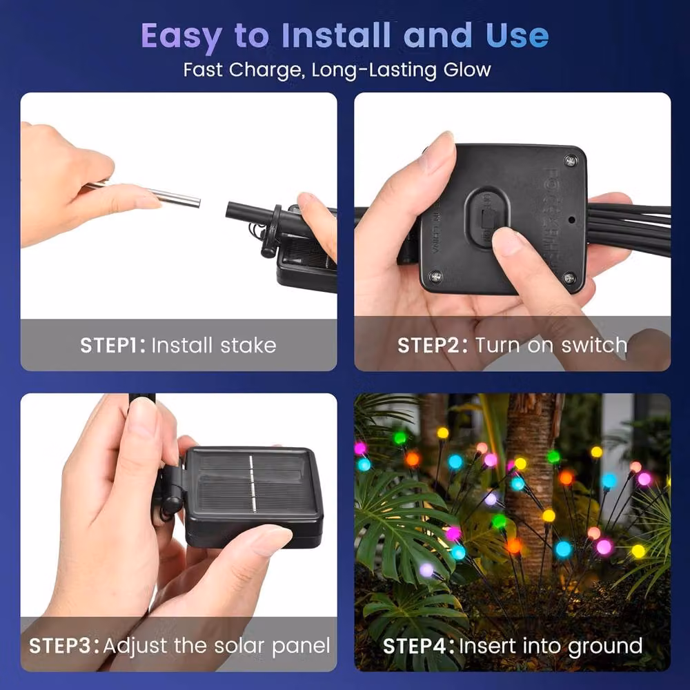 Garwarm 60 LED Firefly RGB Multicolour Waterproof Outdoor Garden Lights for Pathways – 5