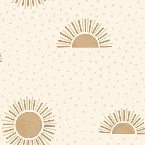 Holden Decor Sunbeam Wallpaper with Geometric Sun Triangles in Beige and Metallic Gold