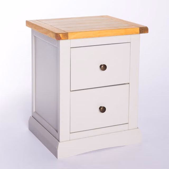 Cabinet Bits Loreo 2 Drawer Bedside Cabinet in Grey with Gold Accents