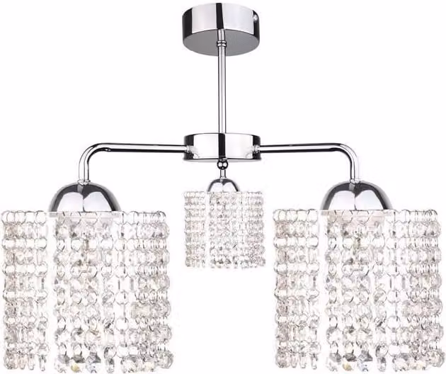 Keter Lighting Diament Multi Arm Semi Flush Ceiling Light in Silver, Diameter: 40 cm, 3x E27