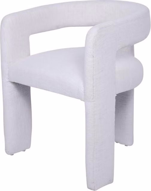 Libra Interiors Fully Upholstered Ivory Slub Dining Chair in White