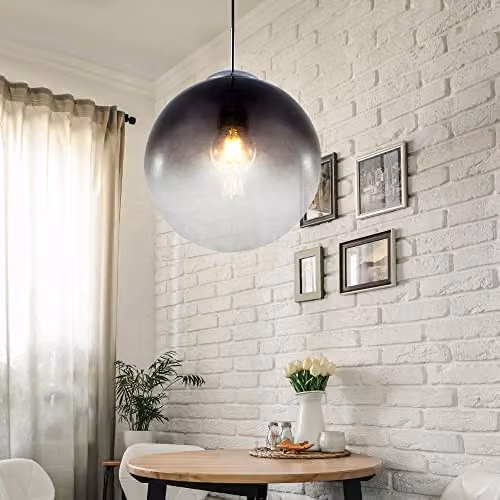 Netlighting Varus Sphere Design Pendant Light with Grey Glass Shade and Chrome Finish, W/D/H: 30 x 30 x 30 cm – 3