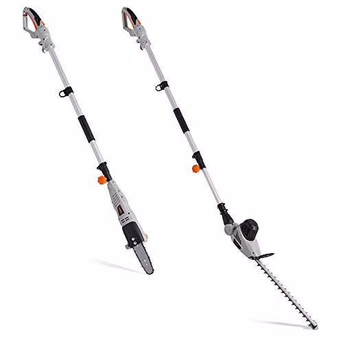 VonHaus 2 in 1 Pole Hedge Trimmer and Chainsaw, 750W Corded Electric, Grey, Black and Orange