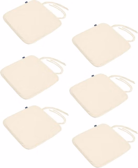 Gardenista Reversible Velvet Square Foam Dining Chair Seat Pads with Ties, Beige, Set of 6