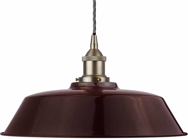 SE Home Chancery Pendant Light in Burgundy Red and Grey with Brushed Chrome Finish